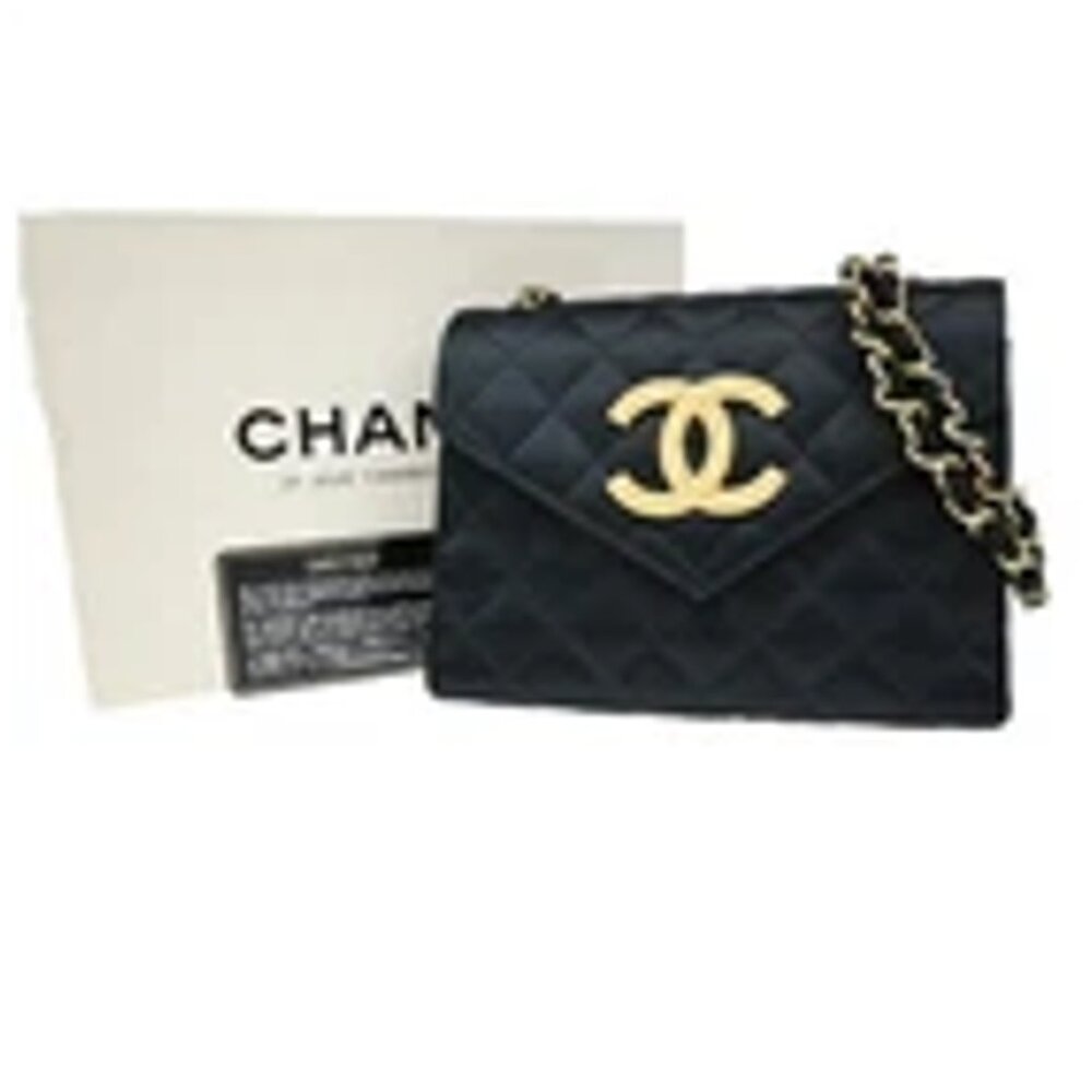 CHANEL CC Mini Matelasse Chain Shoulder Bag Satin Black GHW Vintage 648RL403